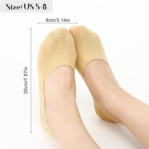 8 Pairs No Show Socks for Women, Thin Non Slip Low Cut Socks Silky Invisible Liner Socks for Flats Loafers US 5-8 in Kuwait