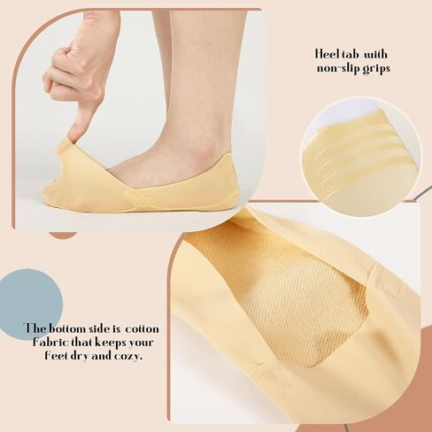 8 Pairs No Show Socks for Women, Thin Non Slip Low Cut Socks Silky Invisible Liner Socks for Flats Loafers US 5-8 in Kuwait