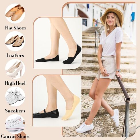 8 Pairs No Show Socks for Women, Thin Non Slip Low Cut Socks Silky Invisible Liner Socks for Flats Loafers US 5-8 in Kuwait