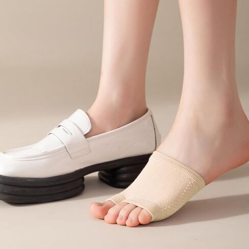 Women's Open Split Toe Cotton Liner Socks – Breathable No Show Toppers for Mules Sandals Open Toe Shoes 4 Pairs in Saudi Arabia
