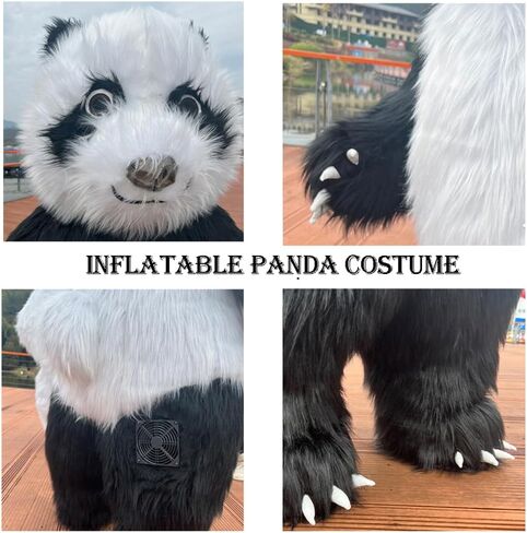 Giant Inflatable Panda Costume for Adults, Premium Furry Plush Mascot Suit, Blow Up Animal Outfit for Halloween, Party, Carnival, Cosplay & Events（Without Battery） in Saudi Arabia