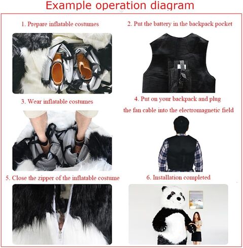 Giant Inflatable Panda Costume for Adults, Premium Furry Plush Mascot Suit, Blow Up Animal Outfit for Halloween, Party, Carnival, Cosplay & Events（Without Battery） in Saudi Arabia