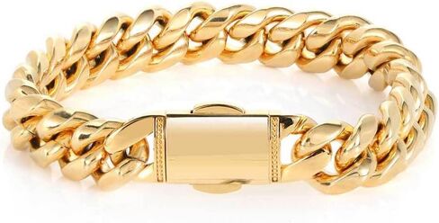 18K pure gold bracelet, Cuban Miami bracelet, fashionable and luxurious Valentine's Day Christmas gift in Kuwait