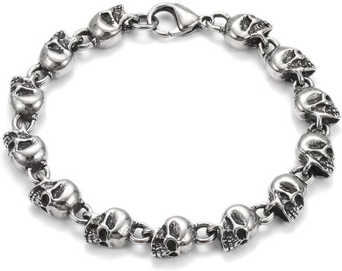 Gothic Skull Bracelet for Men and Women, Punk Rock Skeleton Skull Bead Chain Biker Jewelry Gift in Saudi Arabia
