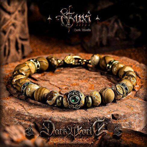 GUXI-Dawnlight Natural Gemstone Semi Precious Picture Jasper Bracelets for Men Handmade 8mm Wood Grain Stone Beaded Bracelets Men Gifts for Birthday in Saudi Arabia