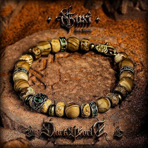 GUXI-Dawnlight Natural Gemstone Semi Precious Picture Jasper Bracelets for Men Handmade 8mm Wood Grain Stone Beaded Bracelets Men Gifts for Birthday in Saudi Arabia