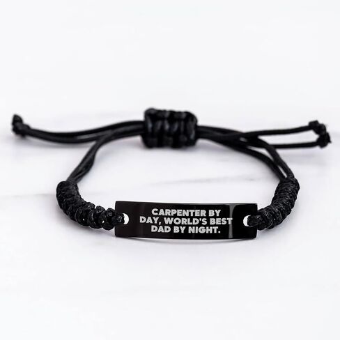 Carpenter Gifts By Day, World's Best Dad By Night Rope Bracelet for Father's Day, Adjustable Rope Jewelry for Men, Gifts from Dad to Son or Husband, Unique Presents for Carpenter Friends in Saudi Arabia