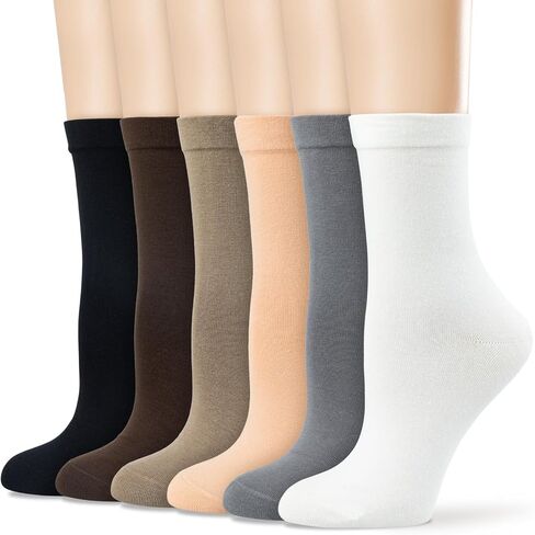 Women's Casual Calf Socks - Soft Cotton Crew Socks - Thin Ankle Boot Socks 6 Pairs in Saudi Arabia