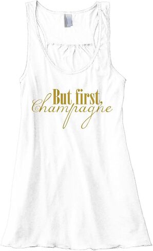Threadrock Women's But First Champagne Flowy Racerback Tank Top in Kuwait