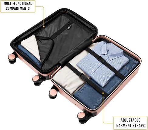 DKNY Amazon Exclusive On the Go 21" Hardshell Lightweight Expandable Carry-On Luggage with Spinner Wheels,Blush in Kuwait