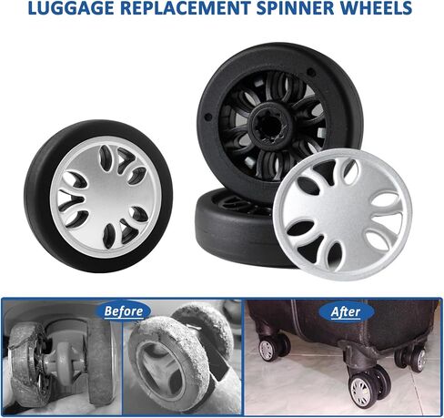 Luggage Replacement Spinner Wheels - TPU Rubber Roller with Snap-on Center Cap Lightweight Smooth for Travel Trolley, Spinner Suitcase, Wheel Bags,Carry on (2inch,8Pcs) in Saudi Arabia