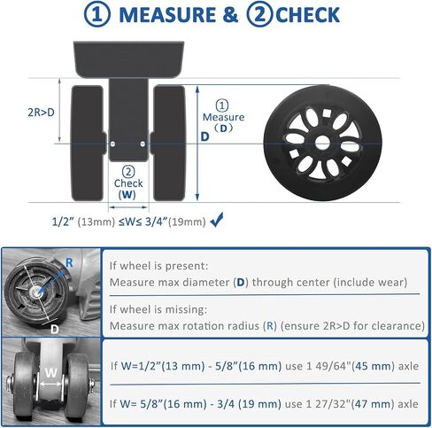 Luggage Replacement Spinner Wheels - TPU Rubber Roller with Snap-on Center Cap Lightweight Smooth for Travel Trolley, Spinner Suitcase, Wheel Bags,Carry on (2inch,8Pcs) in Saudi Arabia