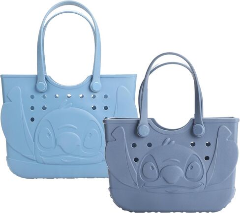 Disney Lilo & Stitch 2 Pack Tote Set- Medium 16.5" and Small 12.75" EVA Rubber Molded Gummy Tote Bag For Work, Sports, Pool, Beach in Kuwait
