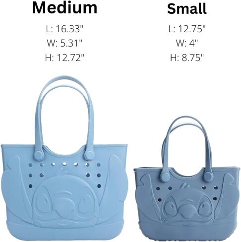Disney Lilo & Stitch 2 Pack Tote Set- Medium 16.5" and Small 12.75" EVA Rubber Molded Gummy Tote Bag For Work, Sports, Pool, Beach in Kuwait