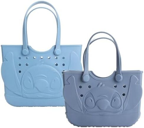 Disney Lilo & Stitch 2 Pack Tote Set- Medium 16.5" and Small 12.75" EVA Rubber Molded Gummy Tote Bag For Work, Sports, Pool, Beach in Kuwait