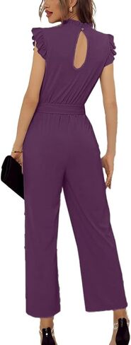 SheKiss 2026 Summer Jumpsuits for Womens Dressy Casual Wide Leg Elegant High Neck Purple Jumper in Saudi Arabia
