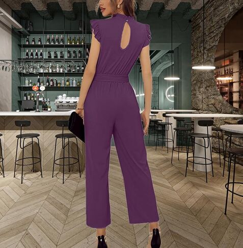 SheKiss 2026 Summer Jumpsuits for Womens Dressy Casual Wide Leg Elegant High Neck Purple Jumper in Saudi Arabia