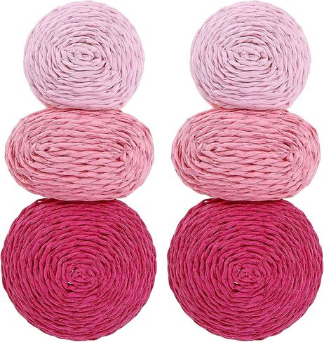 Raffia Flower Earrings For Women Dangling Statement Spring Summer Colorful Lightweight Straw Wrapped Woven Drop Dangle Floral Earrings Tropical Beachy Vacation Jewelry Handmade Accessories in Saudi Arabia
