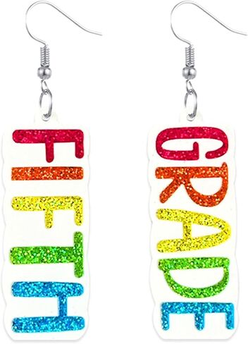 Back to School Teacher Earrings for Women Colorful First Day of School Earrings Letter Grade Teacher Student Dangle Earring Teacher Appreciation Jewelry in Saudi Arabia