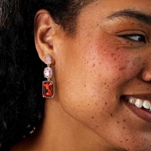 Ross-Simons 14kt Yellow Gold-Plated Drop Earrings With Simulated Tonal Pink and Red Gemstones in Saudi Arabia