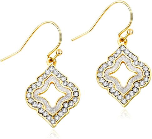 Gold Dangle Earrings: Black Diamond Drop Dainty Rhombus Bohemian Fashion Jewelry for Women in Saudi Arabia