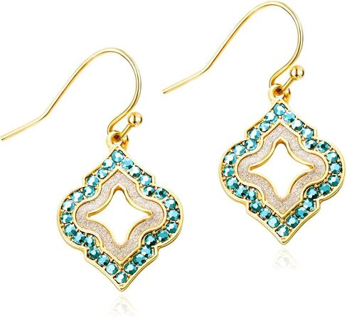Gold Dangle Earrings: Black Diamond Drop Dainty Rhombus Bohemian Fashion Jewelry for Women in Saudi Arabia