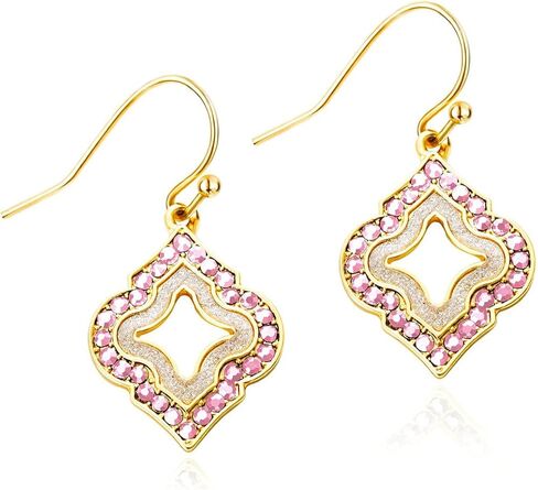 Gold Dangle Earrings: Black Diamond Drop Dainty Rhombus Bohemian Fashion Jewelry for Women in Saudi Arabia