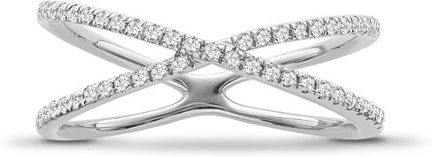 10K White Gold Diamond Criss Cross Band Ring (1/5 cttw, I-J Color, I2-I3 Clarity) Size 9 in Saudi Arabia
