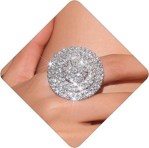 Rhinestone Finger Ring for Women Sparkly Crystal Butterfly Flower Leaf Adjustable Statement Chain Rings Punk Jewelry in Saudi Arabia