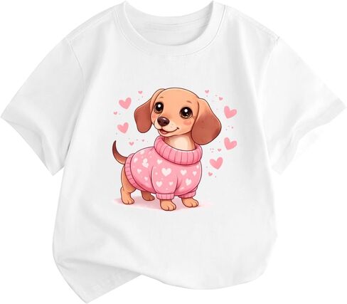 Animal Print Shirt for Girls Dog Cute Shirts Kids Graphic Tees Cartoon Puppy Tshirt Girl Summer Short Sleeve Tops in Saudi Arabia