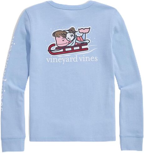 تي شيرت Vineyard Vines للفتيات ذو أكمام طويلة للجيب على شكل حوت متزلج للفتيات in Kuwait
