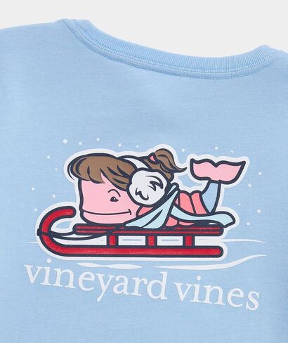 تي شيرت Vineyard Vines للفتيات ذو أكمام طويلة للجيب على شكل حوت متزلج للفتيات in Kuwait