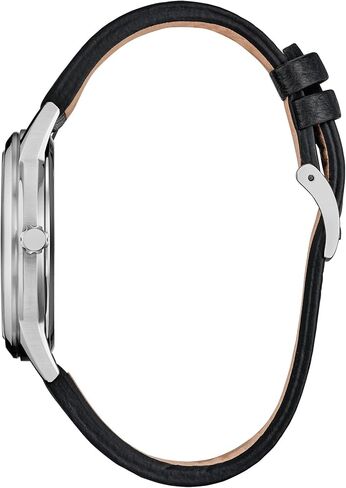 CITIZEN Men's Eco-Drive Mickey's Friends, 40mm Silver-Tone Stainless Steel Case with a Black Leather Strap & Silver-Tone Dial (Style: FE7110-09W) in Kuwait
