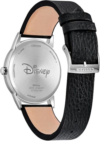 CITIZEN Men's Eco-Drive Mickey's Friends, 40mm Silver-Tone Stainless Steel Case with a Black Leather Strap & Silver-Tone Dial (Style: FE7110-09W) in Kuwait