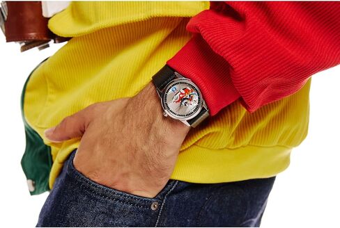 CITIZEN Men's Eco-Drive Mickey's Friends, 40mm Silver-Tone Stainless Steel Case with a Black Leather Strap & Silver-Tone Dial (Style: FE7110-09W) in Kuwait