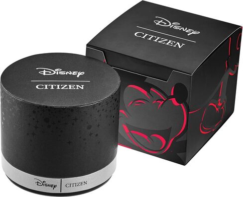 CITIZEN Men's Eco-Drive Mickey's Friends, 40mm Silver-Tone Stainless Steel Case with a Black Leather Strap & Silver-Tone Dial (Style: FE7110-09W) in Kuwait