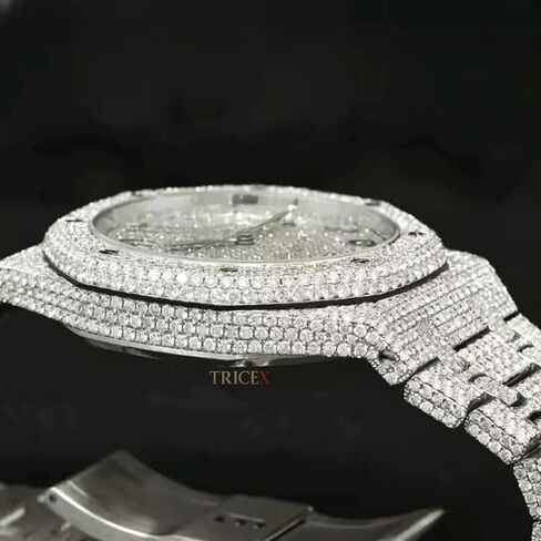 Luxury Automatic Moissanite Diamond Watch for Men – Full Iced-Out Arabic Dial, Stainless Steel Band, Luminous Hands, Luxury Wristwatch in Saudi Arabia