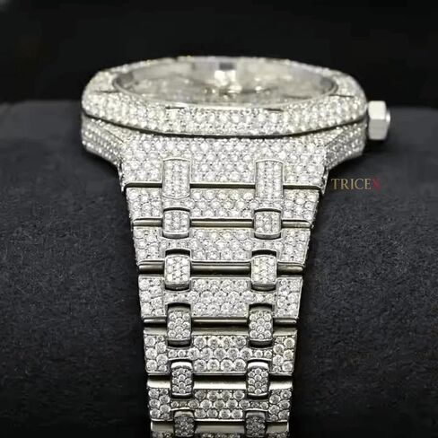 Luxury Automatic Moissanite Diamond Watch for Men – Full Iced-Out Arabic Dial, Stainless Steel Band, Luminous Hands, Luxury Wristwatch in Saudi Arabia
