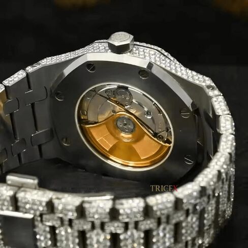 Luxury Automatic Moissanite Diamond Watch for Men – Full Iced-Out Arabic Dial, Stainless Steel Band, Luminous Hands, Luxury Wristwatch in Saudi Arabia