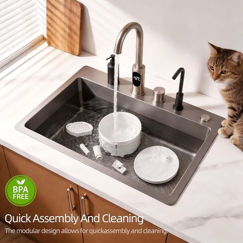 DOGNESS Pet Water Fountain, Healthy and Hygienic Drinking Fountain Super Quiet Flower Automatic Electric Water Bowl for Dogs, Cats, Birds (1L, Green) in Kuwait
