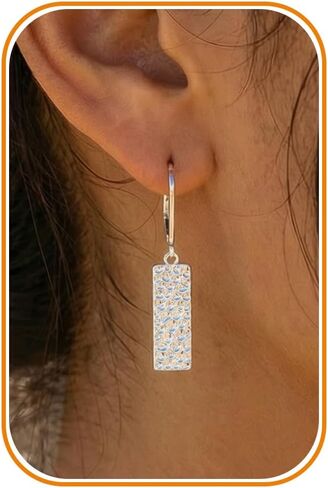 Dangle Earrings for Women - 14K Gold/White Gold Plated Hammered Texture Drop Dangle Earrings for Women with Leverback Closure Lightweight Minimalist Earrings in Saudi Arabia