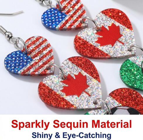 Soccer Earrings 2026 World Soccer Cup USA Mexico Canada Flag Heart Drop Dangle Earrings Sports Fan Jewelry Gifts in Saudi Arabia