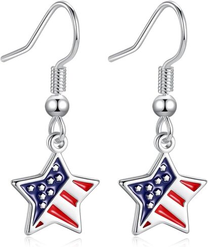 4th of July Earrings for Women- Patriotic Red White and Blue American Flag Star Dangle Jewelry, Fourth of July Outfits Accessories Gifts in Saudi Arabia