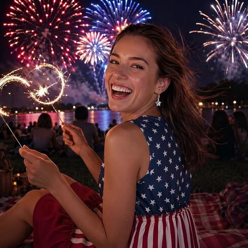 4th of July Earrings for Women- Patriotic Red White and Blue American Flag Star Dangle Jewelry, Fourth of July Outfits Accessories Gifts in Saudi Arabia