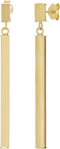 Italian 14k Yellow Gold Square Vertical Bar Dangle Drop Earrings 1.8" 2.1 grams in Saudi Arabia