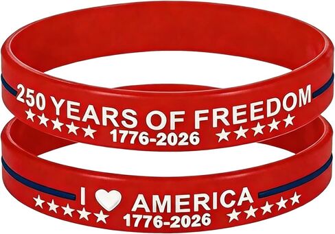 USA 250th Birthday Silicone Bracelets Independence Day Patriotic Anniversary Wristbands for Women Men 250 Years of Freedom Rubber Bracelets Set for July 4th in Kuwait
