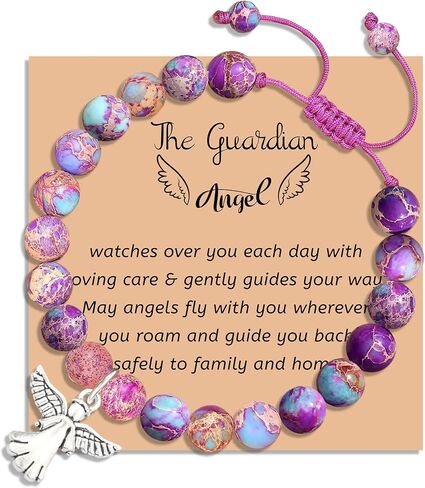 Guardian Angel/Cardinal Bracelets for Women Natural Stone Memorial Bracelet Sympathy Bereavement Gifts for Loss of Loved One in Kuwait