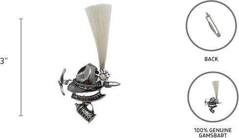 Essence of Europe Gifts Alpine German Hat Pin with Small Gamsbart Brush – Oktoberfest Costume Accessory for Men – Traditional Bavarian Hat Pins with Oktoberfest Banner By Oktoberfest Haus in Saudi Arabia