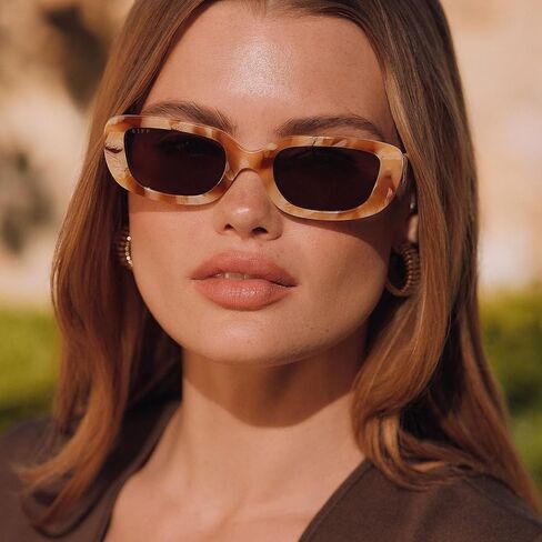 DIFF Daphne Designer نظارات شمسية مستوحاة من التسعينيات للنساء | حماية مستقطبة من الأشعة فوق البنفسجية 400 | سلحفاة مذهبة + بني عاجي كورسيدي in Kuwait