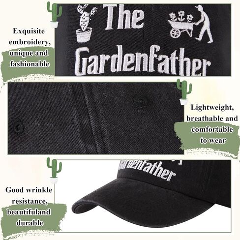 هدايا البستنة لعيد الأب من Cutecrop، هدايا البستنة للرجال، قبعة بيسبول مطرزة لـ Gardenfather، قبعة البستاني المضحكة للآباء، قبعة الأب القطنية المغسولة القابلة للتعديل باللون الأسود in Kuwait